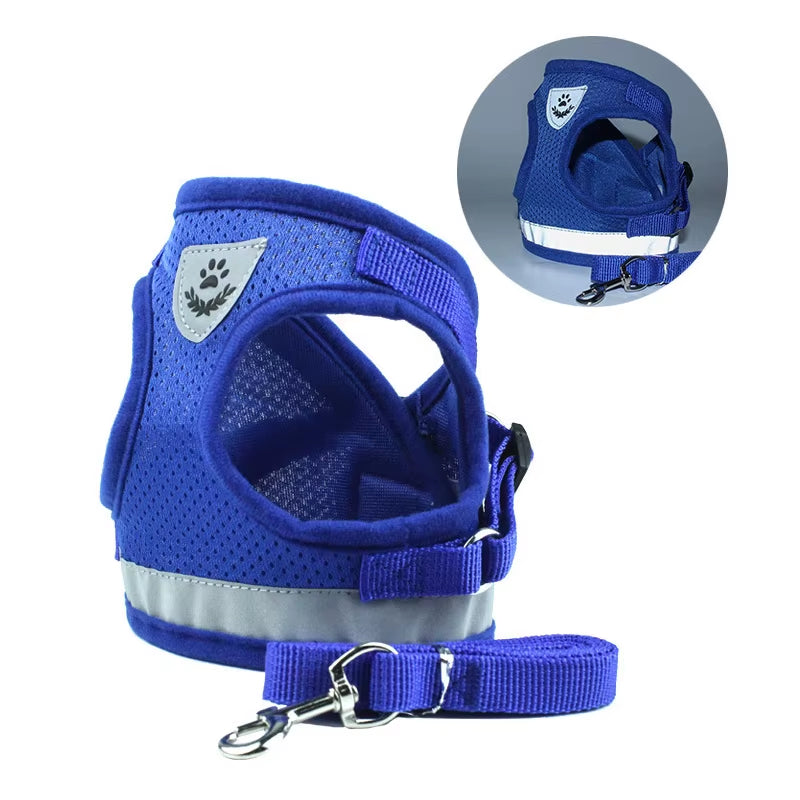 Reflective Cat Harness and Leash Set Nylon Mesh Kitten Puppy Dogs Vest Harness Leads Pet Clothes for Small Dogs Yorkies Pug