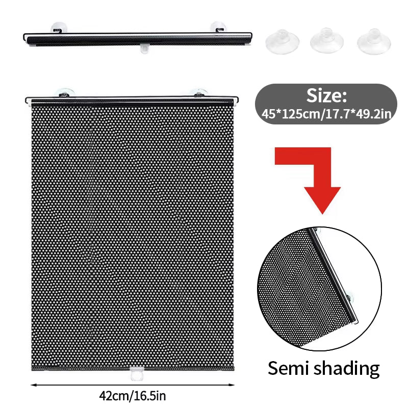 Retractable Sunshade Roller Curtain Car Sunshade Bedroom Kitchen Sun Protection Curtain Thermal Insulation Shutter Shade Curtain