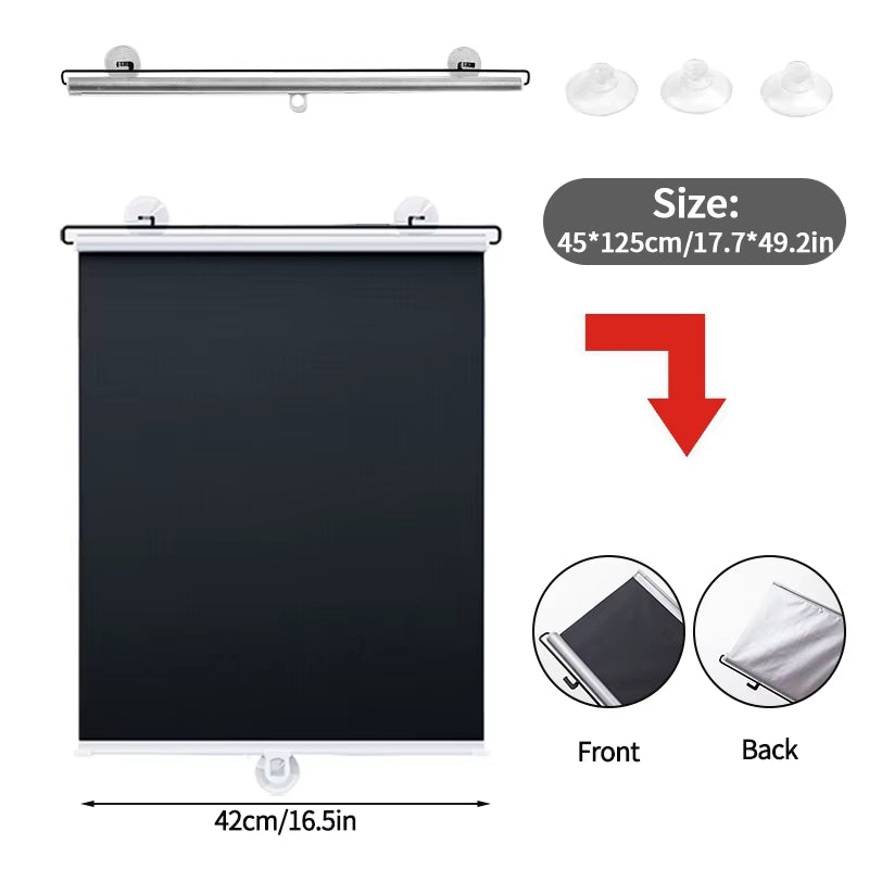 Retractable Sunshade Roller Curtain Car Sunshade Bedroom Kitchen Sun Protection Curtain Thermal Insulation Shutter Shade Curtain
